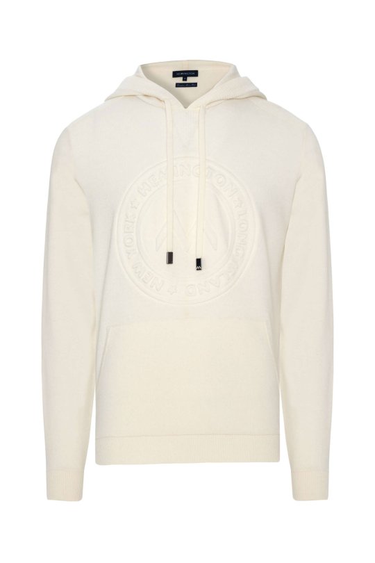 M Logolu Kapüşonlu Kırık Beyaz Hoody