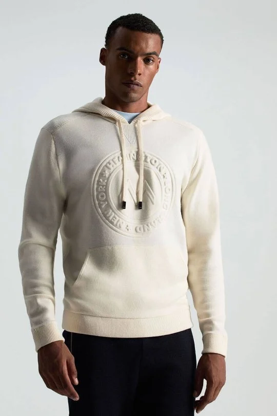Hemington - M Logolu Kapüşonlu Kırık Beyaz Hoody