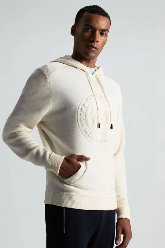 Hemington - M Logolu Kapüşonlu Kırık Beyaz Hoody (1)