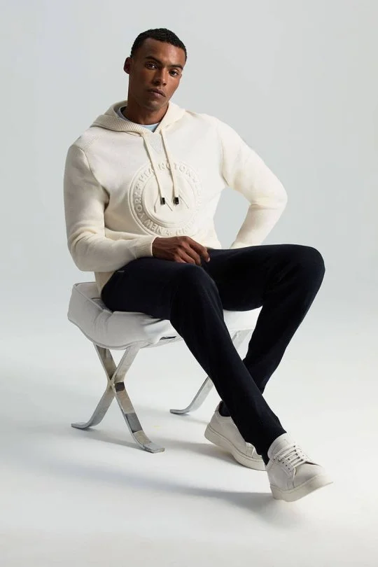 Hemington - M Logolu Kapüşonlu Kırık Beyaz Hoody (5)