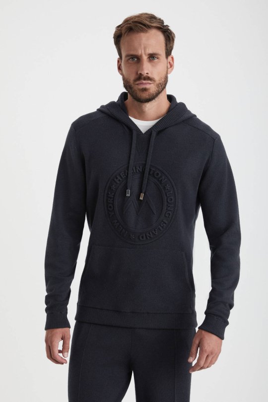 M Logolu Kapüşonlu Siyah Hoody