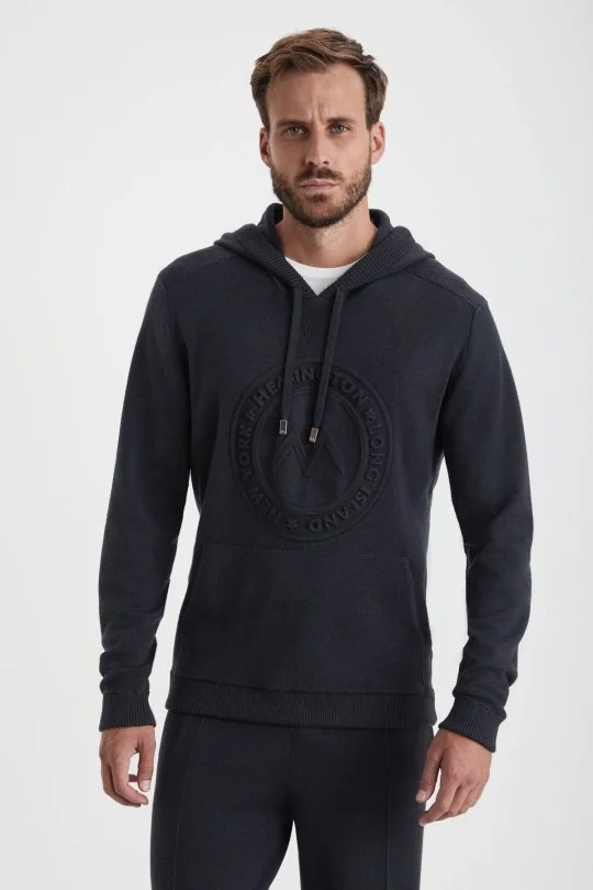 Hemington - M Logolu Kapüşonlu Siyah Hoody