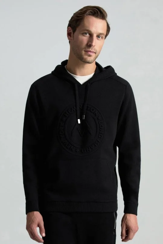 Hemington - M Logolu Kapüşonlu Siyah Hoody