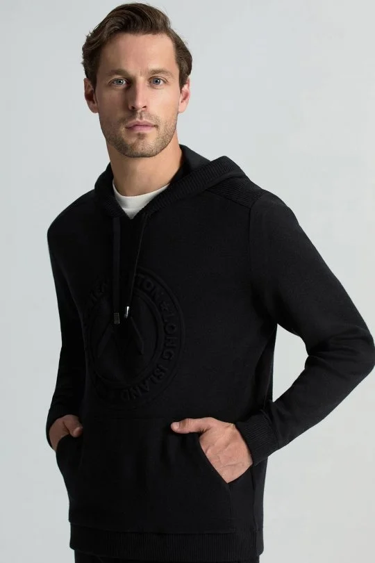 Hemington - M Logolu Kapüşonlu Siyah Hoody (1)