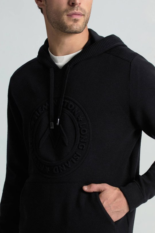 M Logolu Kapüşonlu Siyah Hoody