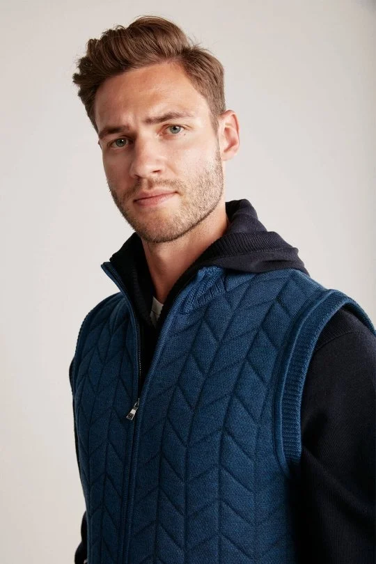Hemington - Mavi Activewear Merino Yün Triko Yelek (3)