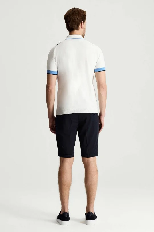 Mavi Beyaz Argyle Desen Triko Polo