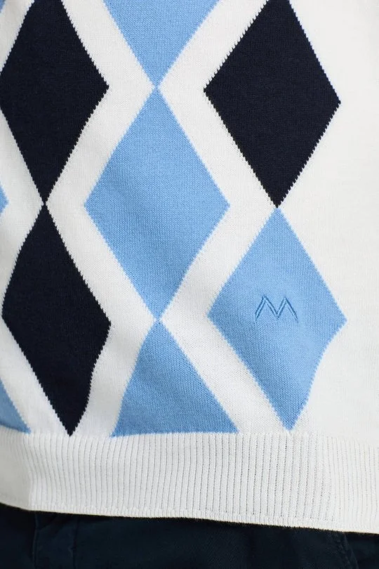 Hemington - Mavi Beyaz Baklava Desen Çocuk Triko Polo (5)