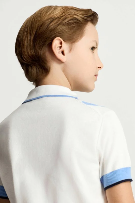 Hemington - Mavi Beyaz Baklava Desen Çocuk Triko Polo (5)