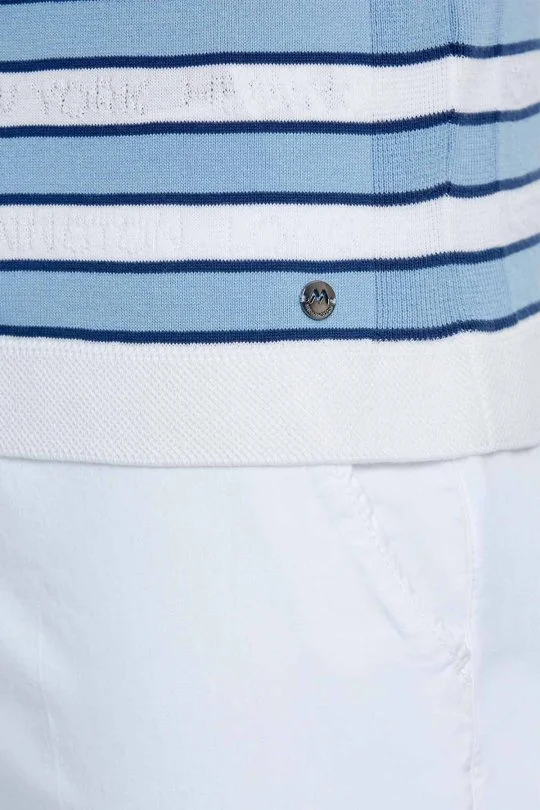 Hemington - Mavi Çizgi Desen Beyaz Triko Polo (6)