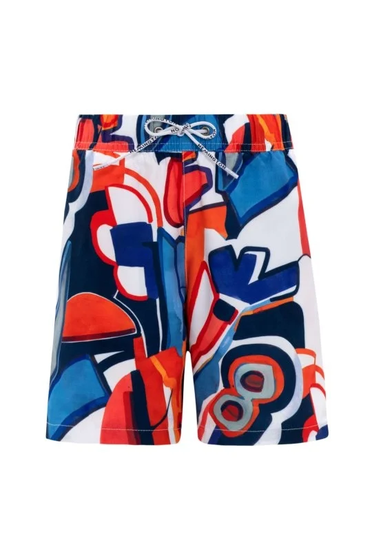 Hemington - Mavi Desen Özel Kesim Quick Dry Çocuk Mayo (6)