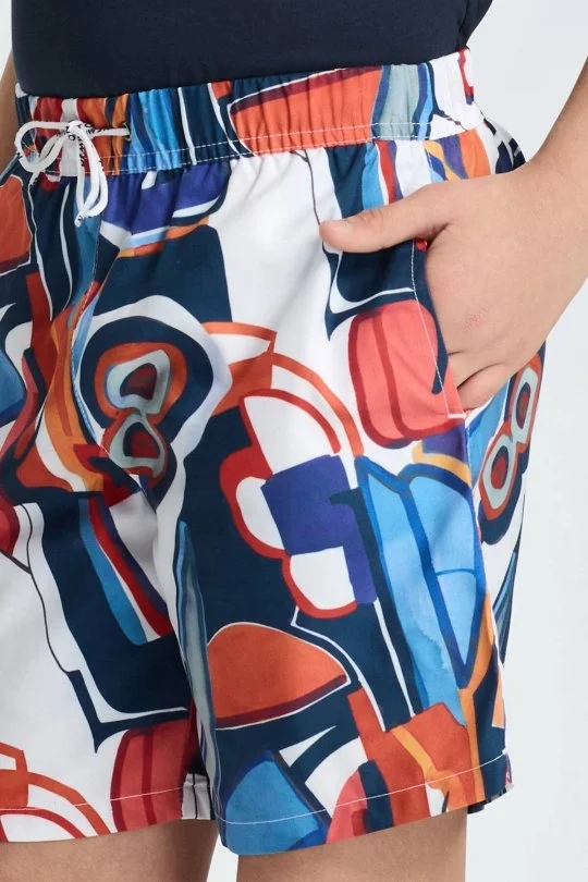 Hemington - Mavi Desen Özel Kesim Quick Dry Çocuk Mayo (3)