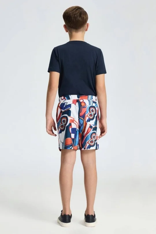 Hemington - Mavi Desen Özel Kesim Quick Dry Çocuk Mayo (5)