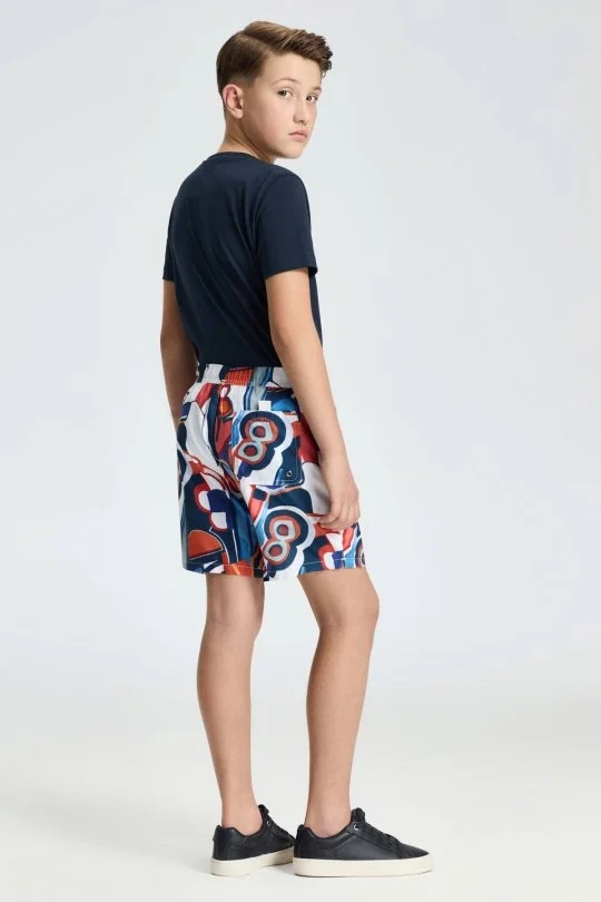 Hemington - Mavi Desen Özel Kesim Quick Dry Çocuk Mayo (2)