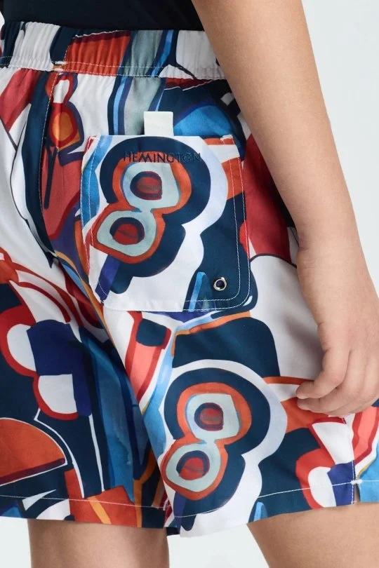 Hemington - Mavi Desen Özel Kesim Quick Dry Çocuk Mayo (4)