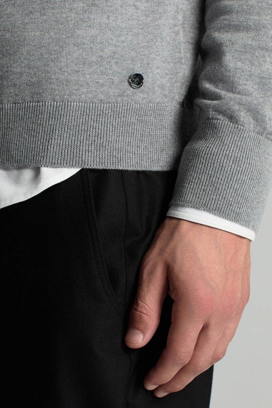 Merino Yün Açık Gri Bisiklet Yaka Triko