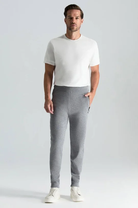 Hemington - Merino Yün Açık Gri Triko Pantolon (1)