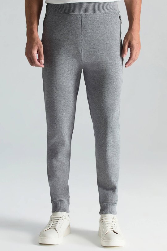 Merino Yün Açık Gri Triko Pantolon