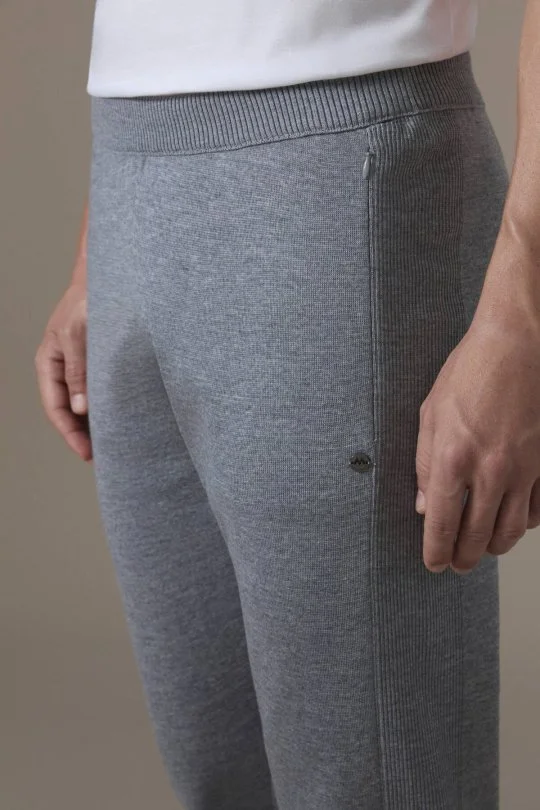 Merino Yün Açık Gri Triko Pantolon