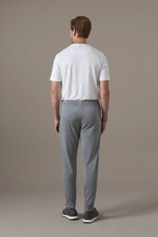 Merino Yün Açık Gri Triko Pantolon