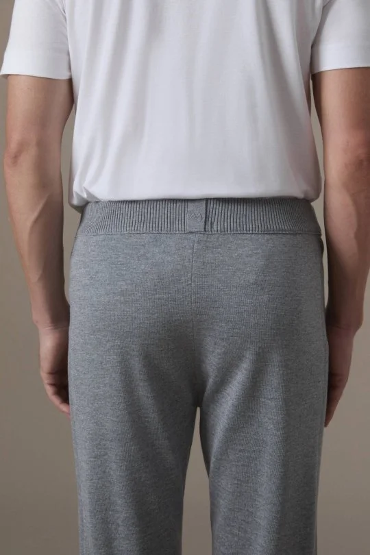 Merino Yün Açık Gri Triko Pantolon