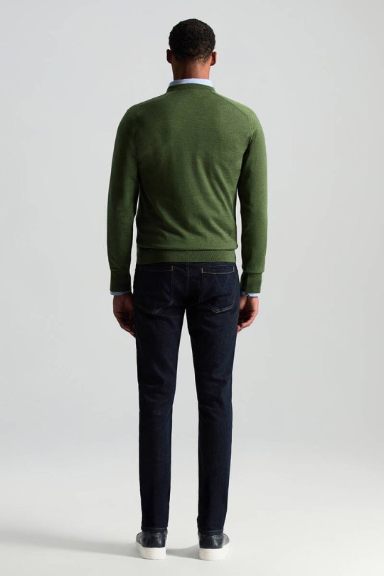 Merino Yün Açık Yeşil Bisiklet Yaka Triko