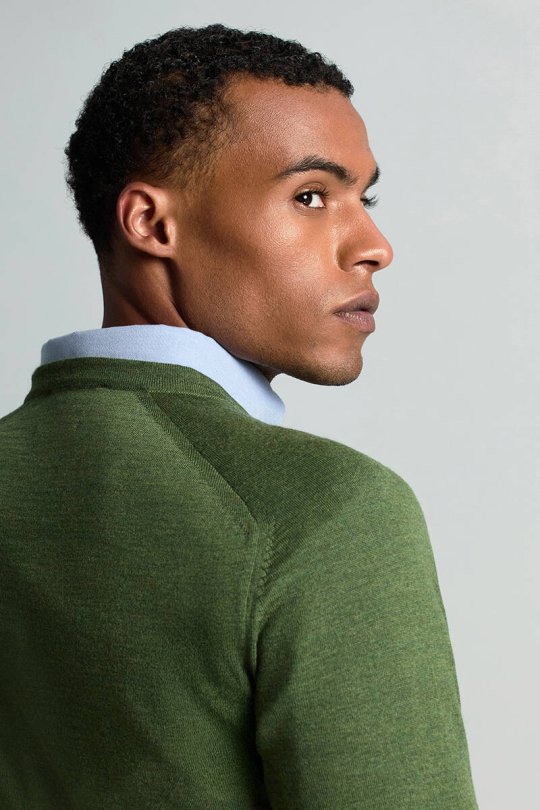 Merino Yün Açık Yeşil Bisiklet Yaka Triko