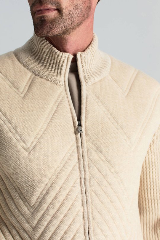 Merino Yün Activewear Açık Bej Triko Ceket