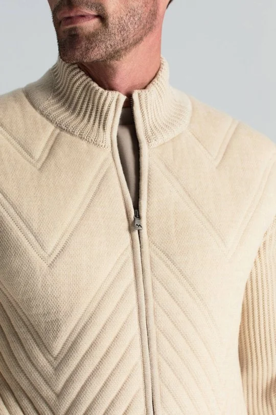 Hemington - Merino Yün Activewear Açık Bej Triko Ceket (2)