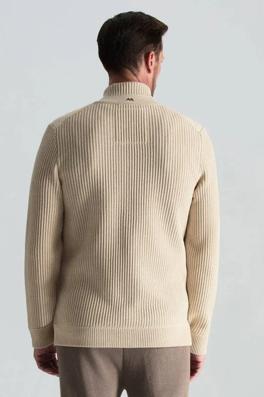 Hemington - Merino Yün Activewear Açık Bej Triko Ceket (5)