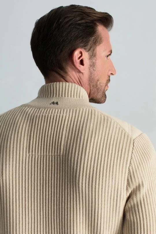 Hemington - Merino Yün Activewear Açık Bej Triko Ceket (4)