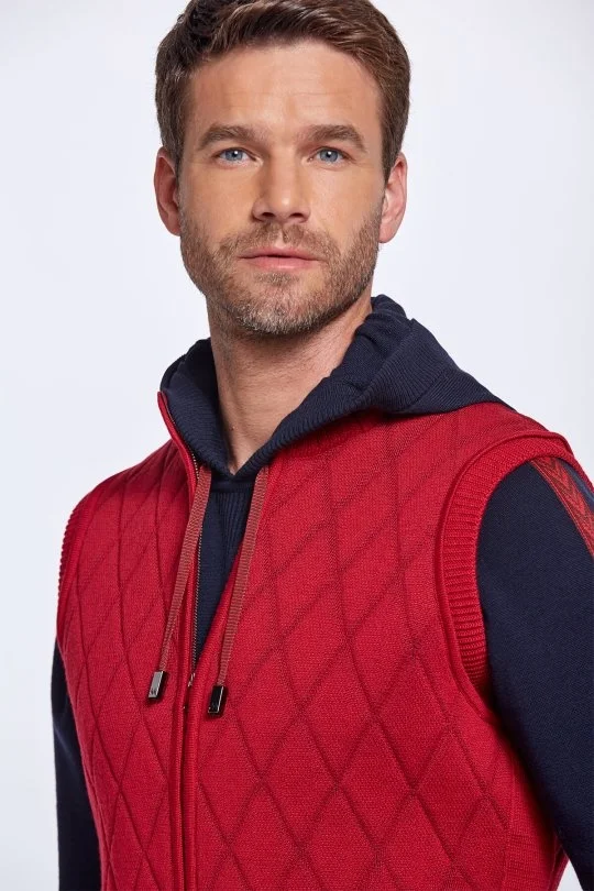 Hemington - Merino Yün Activewear Kırmızı Triko Yelek (2)