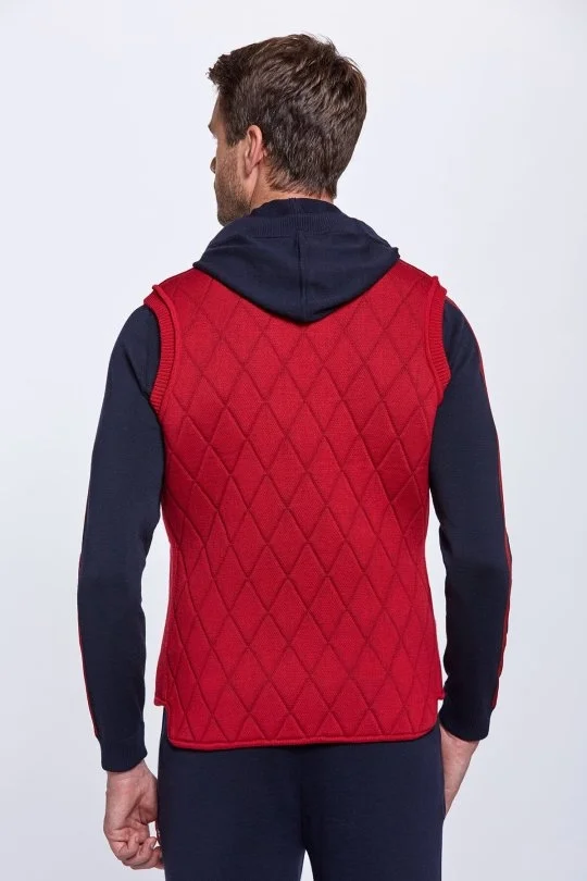 Hemington - Merino Yün Activewear Kırmızı Triko Yelek (3)