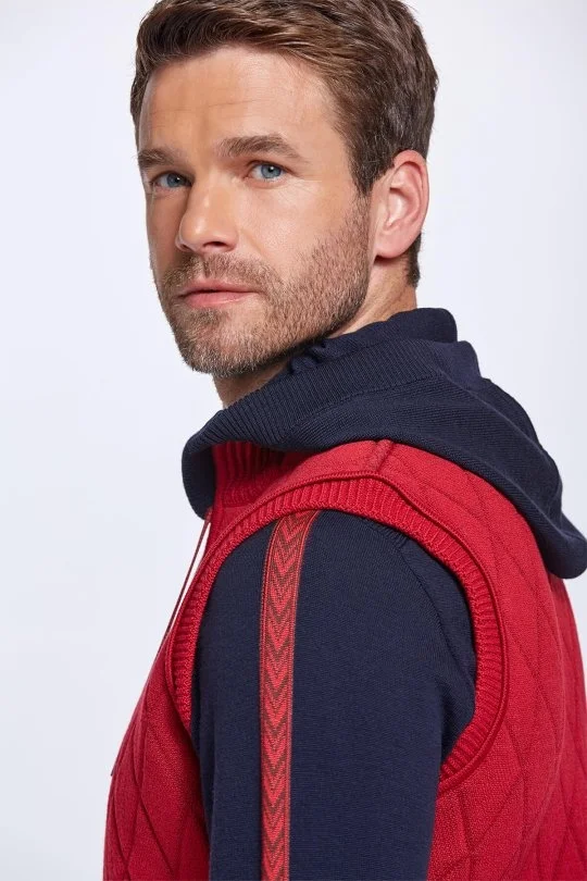 Hemington - Merino Yün Activewear Kırmızı Triko Yelek (6)