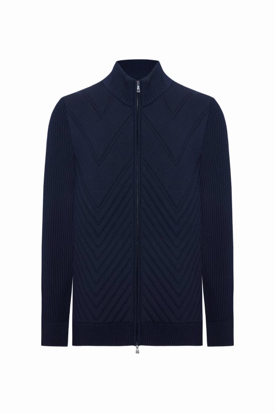 Merino Yün Activewear Lacivert Triko Ceket