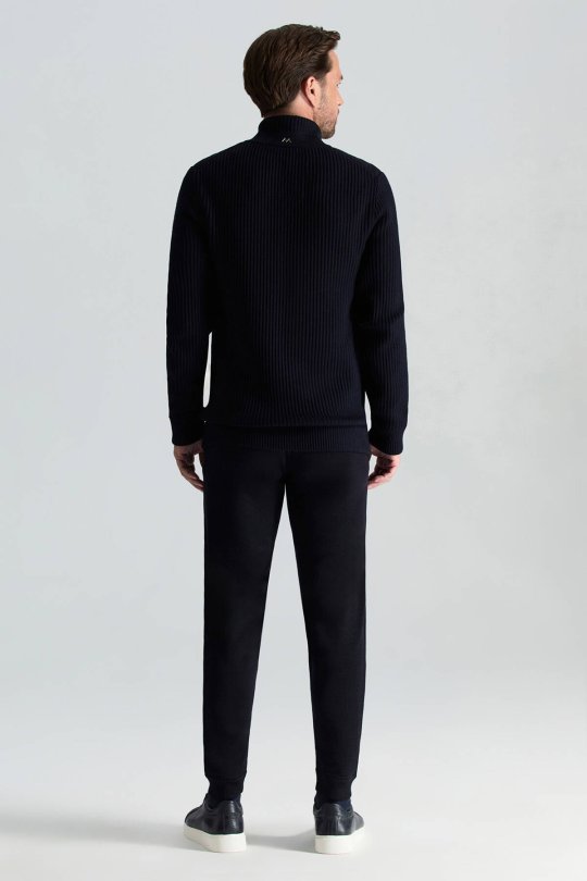 Merino Yün Activewear Lacivert Triko Ceket