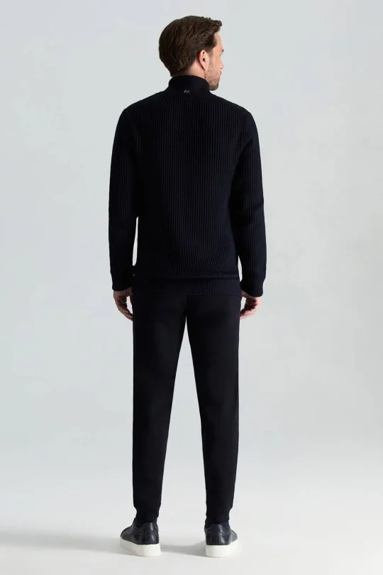 Hemington - Merino Yün Activewear Lacivert Triko Ceket (3)