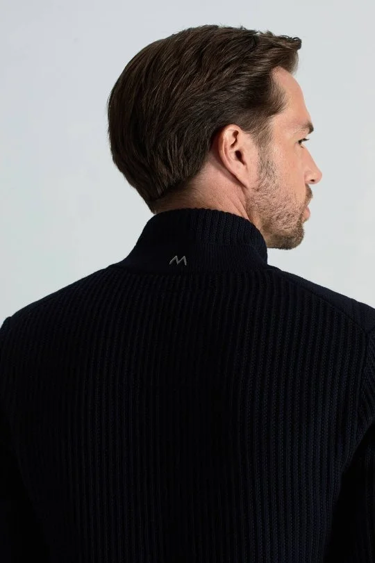 Hemington - Merino Yün Activewear Lacivert Triko Ceket (4)