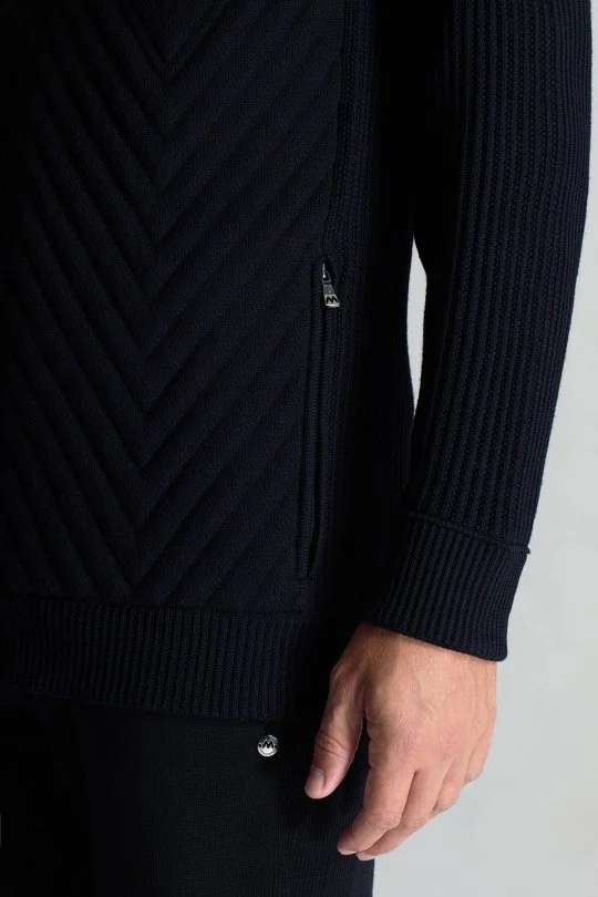 Hemington - Merino Yün Activewear Lacivert Triko Ceket (5)