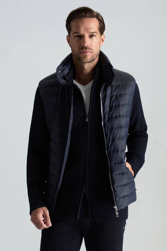 Merino Yün Activewear Lacivert Triko Ceket