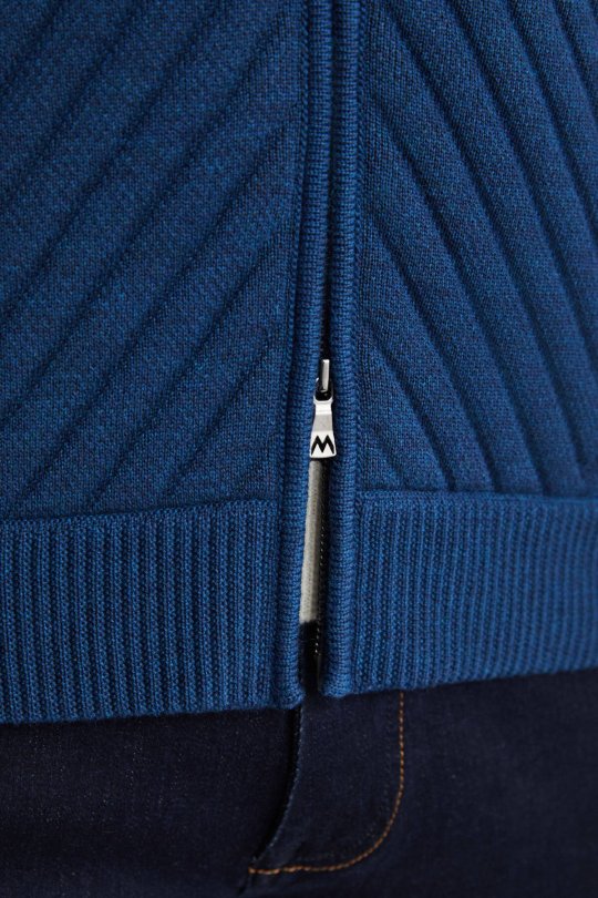 Merino Yün Activewear Mavi Triko Ceket