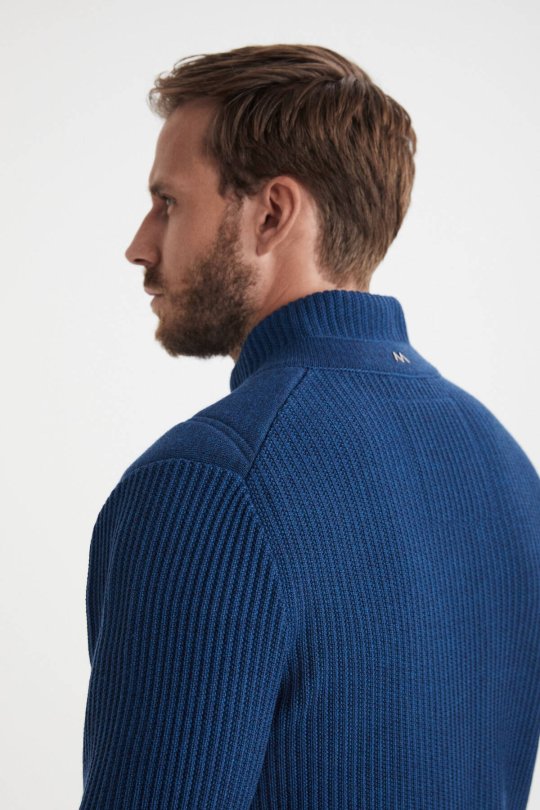 Merino Yün Activewear Mavi Triko Ceket