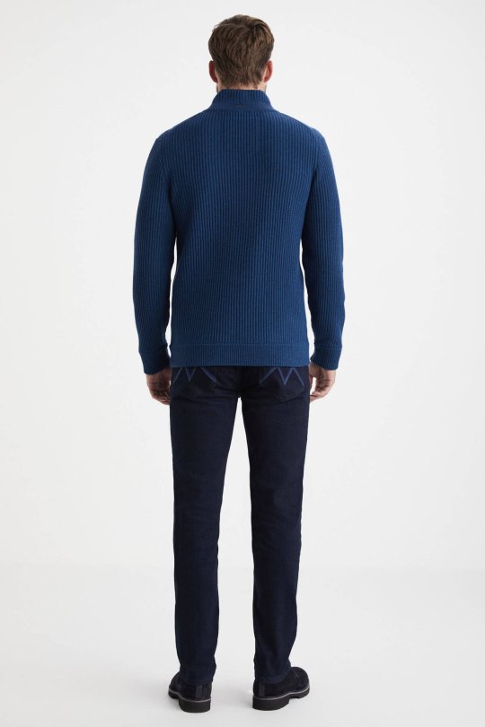 Merino Yün Activewear Mavi Triko Ceket