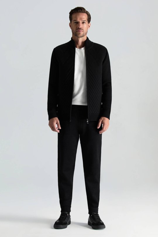 Merino Yün Activewear Siyah Triko Ceket