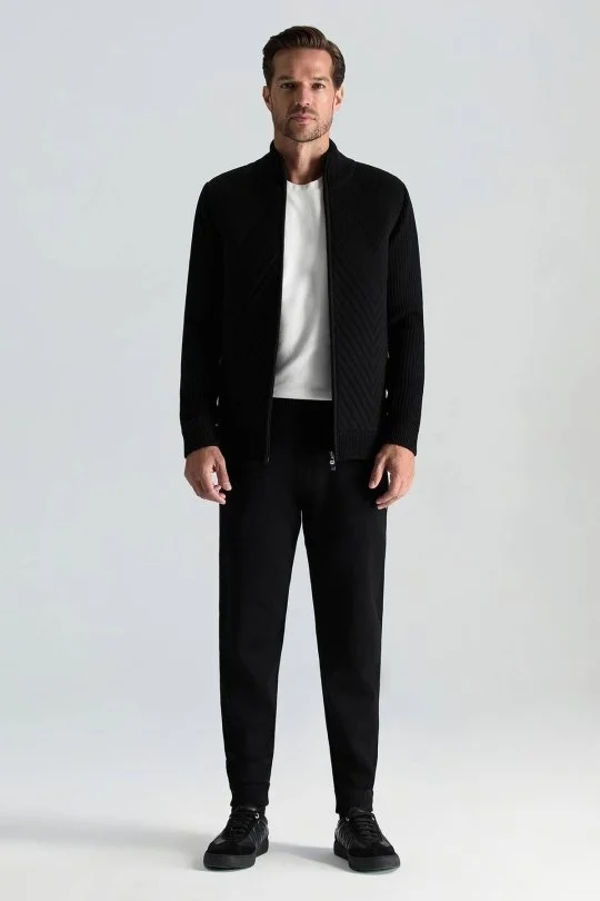 Hemington - Merino Yün Activewear Siyah Triko Ceket (1)