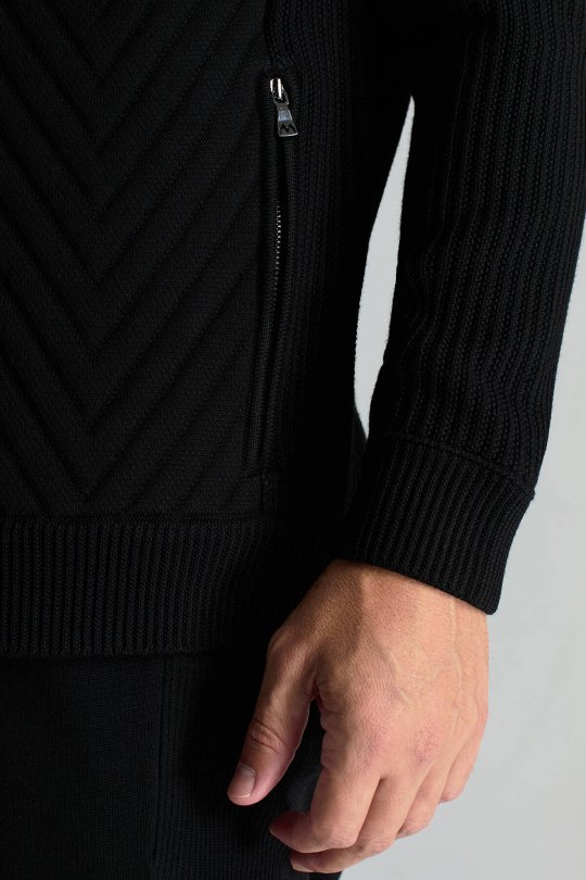 Merino Yün Activewear Siyah Triko Ceket