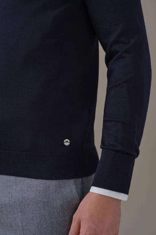 Hemington - Merino Yün Bisiklet Yaka Lacivert Triko (4)