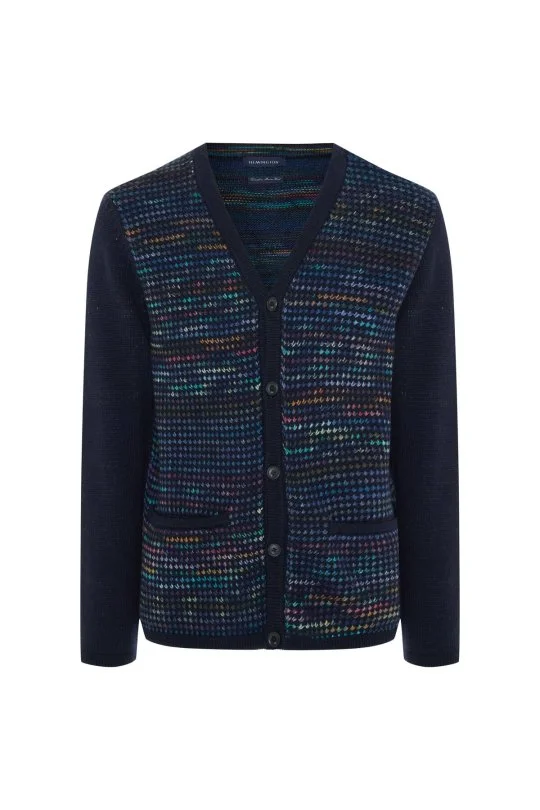 Hemington - Merino Yün Etnik Desen Düğmeli Lacivert Hırka (6)