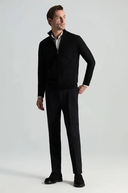 Hemington - Extrafine Merino Fermuarlı Siyah Triko Hırka (1)