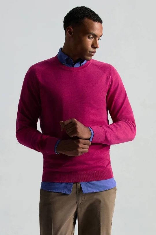 Hemington - Merino Yün Fuşya Bisiklet Yaka Triko (1)